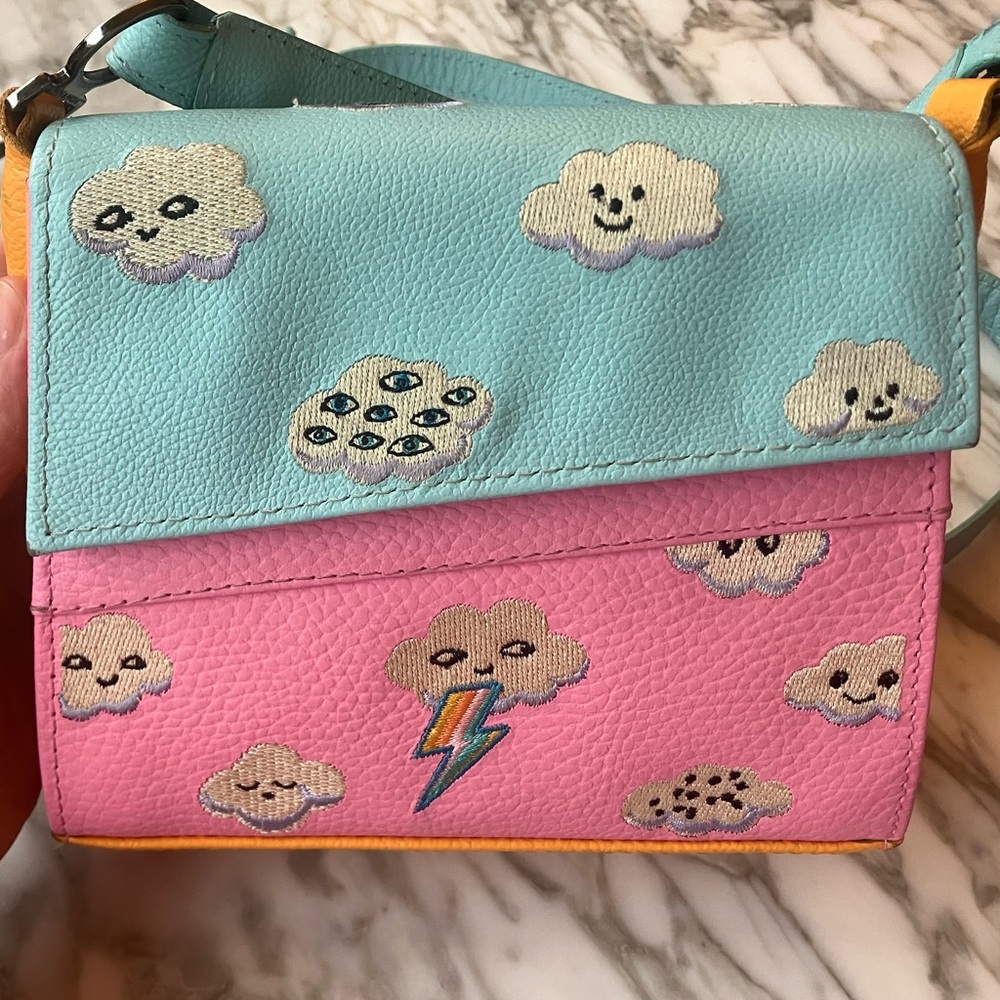 Min & Mon “micro Anastasio” Pink and Blue Cloud Crossbody Bag